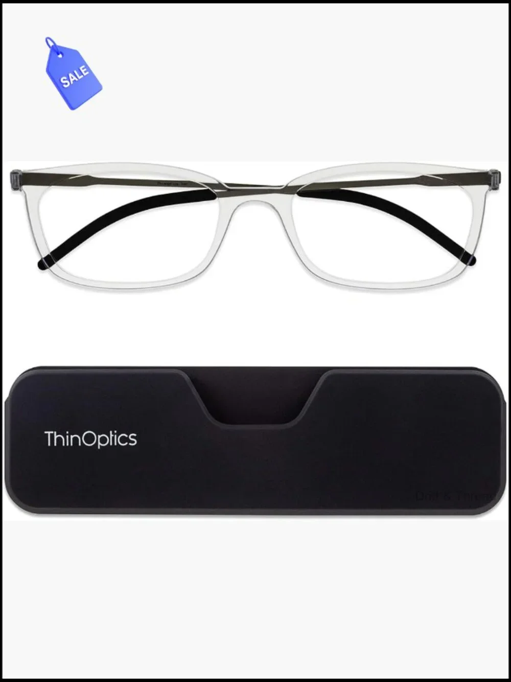 Unisex Adult Reading Glasses with Attachable Case, Lightweight Polycarbonate